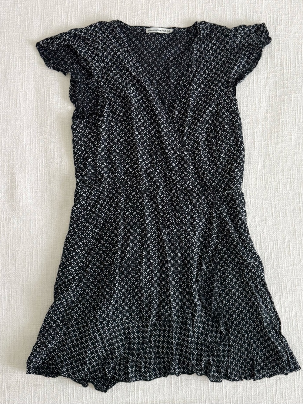 Navy Patterned Short-Sleeve Women's Dress